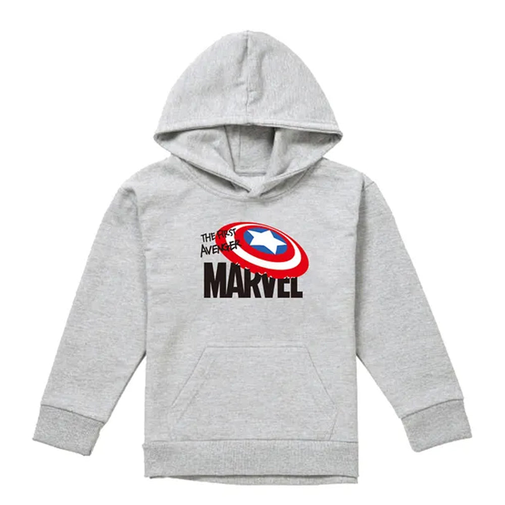 Athletic Heather - Front - Captain America Childrens-Kids The First Avenger Heather Pull Over Hoodie