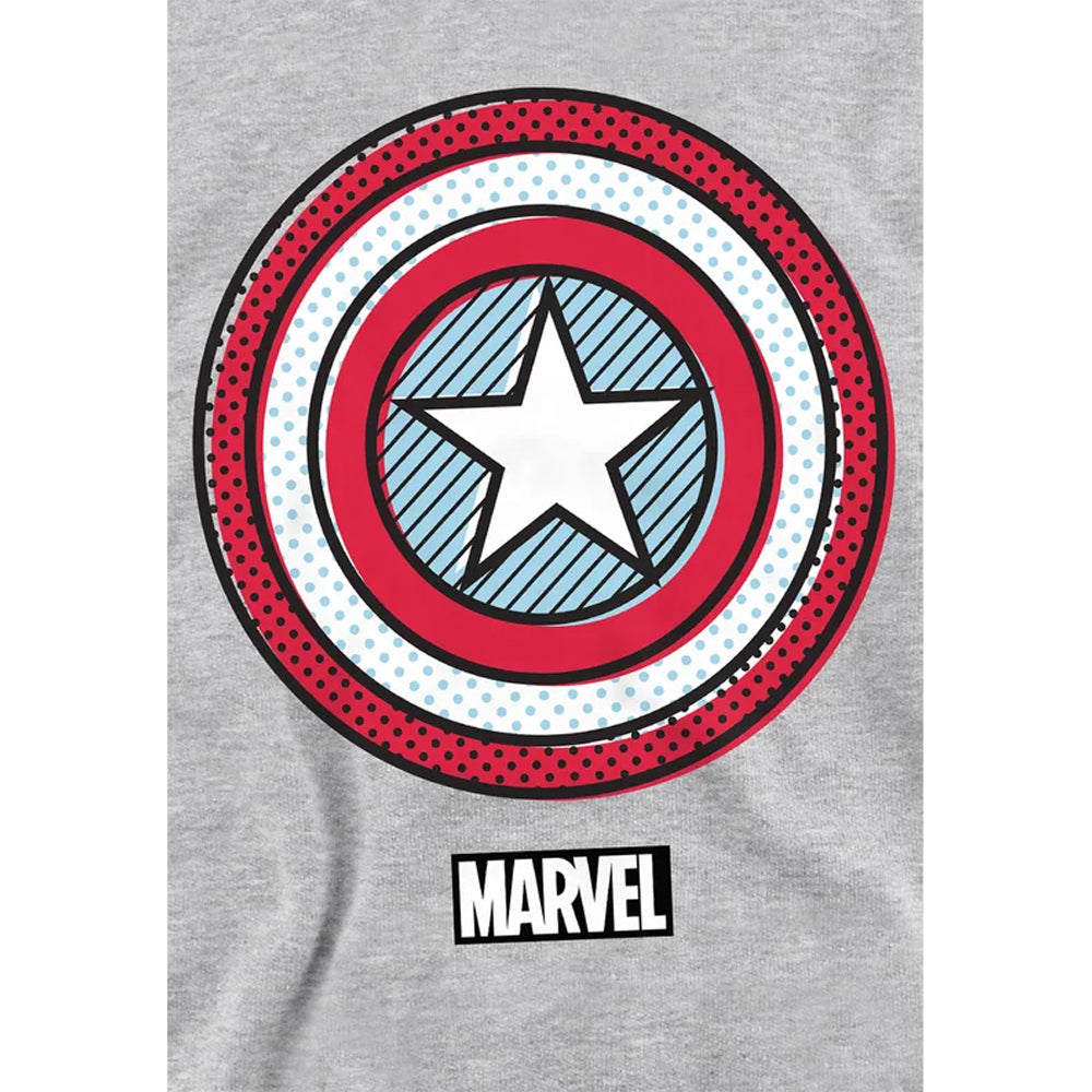 Athletic Heather - Side - Captain America Childrens-Kids Ziptone Shield Heather Pull Over Hoodie