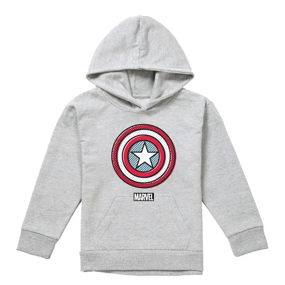 Athletic Heather - Front - Captain America Childrens-Kids Ziptone Shield Heather Pull Over Hoodie