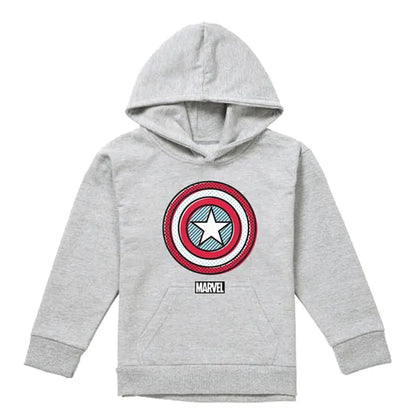 Athletic Heather - Front - Captain America Childrens-Kids Ziptone Shield Heather Pull Over Hoodie