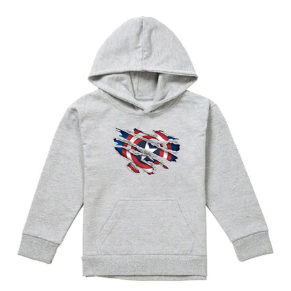 Athletic Heather - Front - Captain America Childrens-Kids Torn Heather Pull Over Hoodie