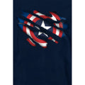 Navy - Side - Captain America Childrens-Kids Torn Pull Over Hoodie