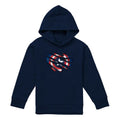 Navy - Front - Captain America Childrens-Kids Torn Pull Over Hoodie