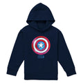 Navy - Front - Captain America Childrens-Kids Drip Shield Pull Over Hoodie