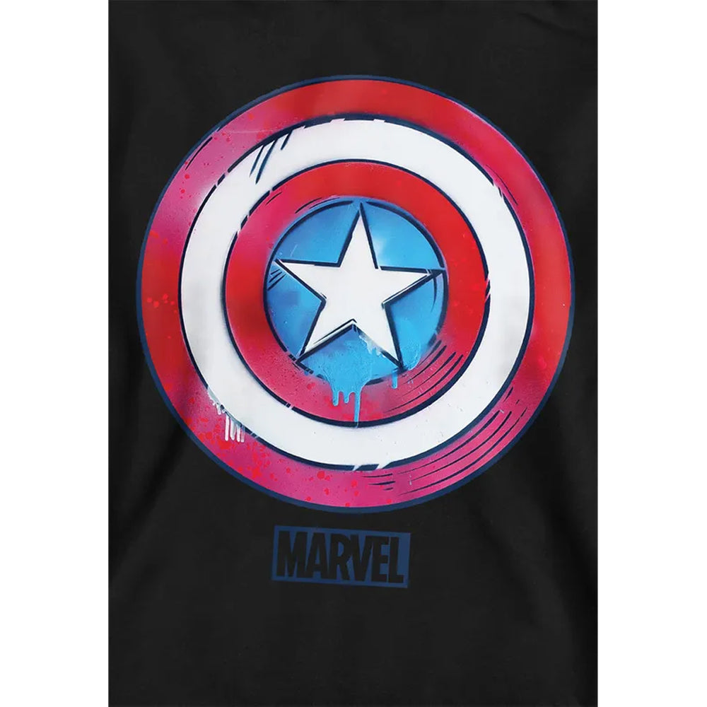 Black - Side - Captain America Childrens-Kids Drip Shield Pull Over Hoodie