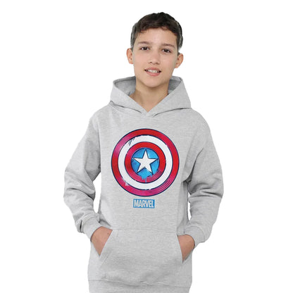 Athletic Heather - Lifestyle - Captain America Childrens-Kids Drip Shield Pull Over Hoodie