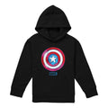 Black - Front - Captain America Childrens-Kids Drip Shield Pull Over Hoodie