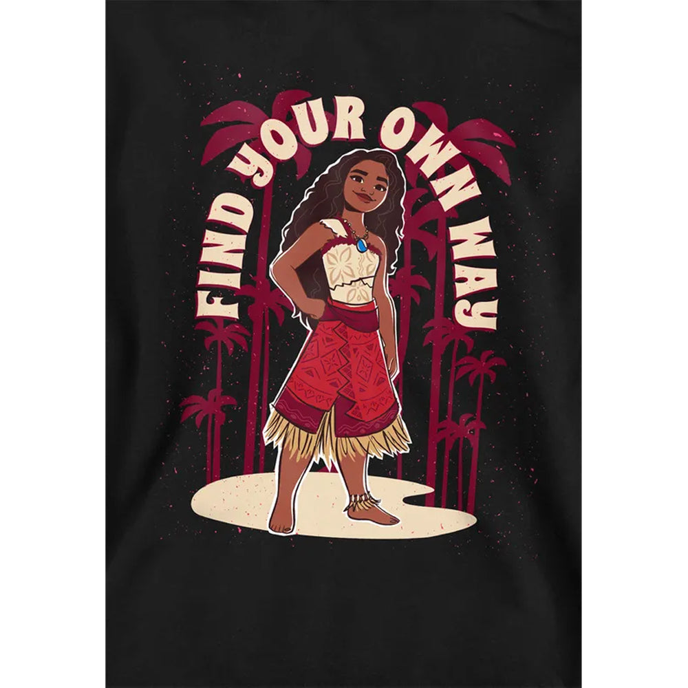 Black - Side - Moana 2 Childrens-Kids Find Your Own Way Pullover Hoodie