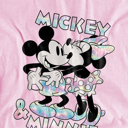 Light Pink - Side - Disney Childrens-Kids Mickey Mouse & Minnie Mouse Tie Dye Hoodie