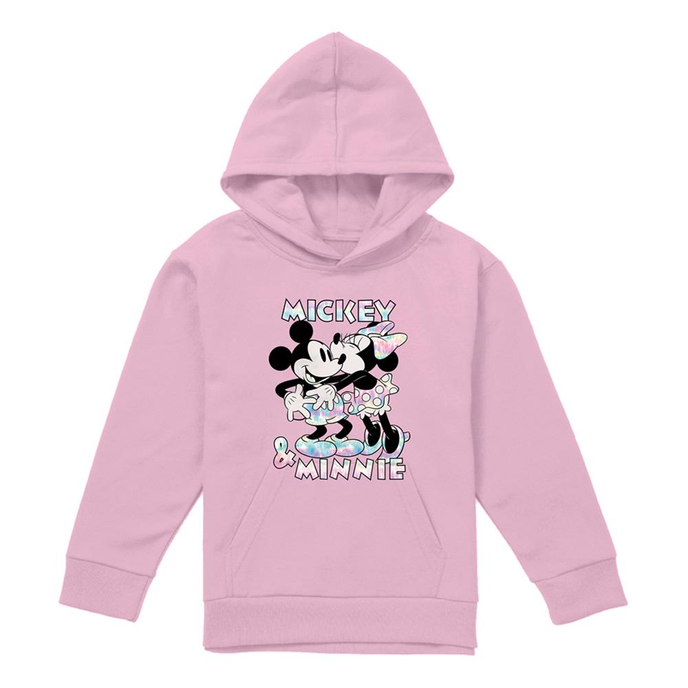 Light Pink - Front - Disney Childrens-Kids Mickey Mouse & Minnie Mouse Tie Dye Hoodie