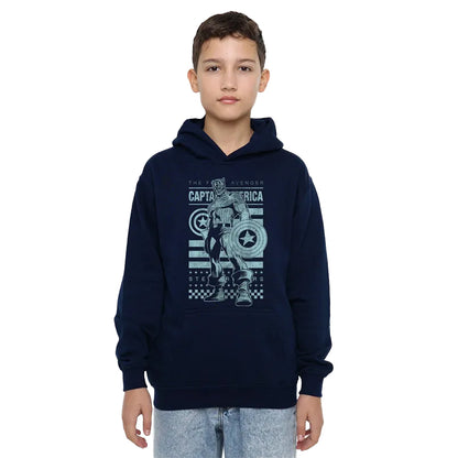 Navy - Lifestyle - Captain America Childrens-Kids Stars And Stripes Pull Over Hoodie