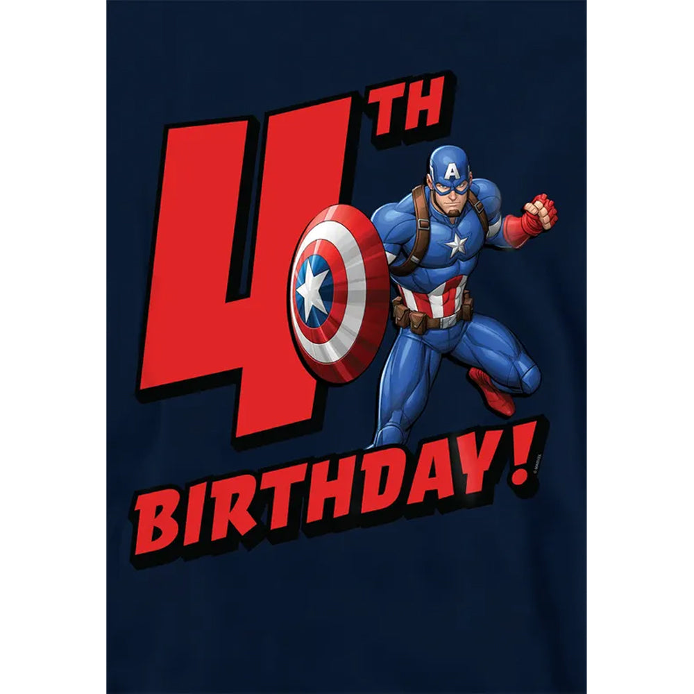 Navy - Side - Captain America Childrens-Kids Pull Over 4th Birthday Hoodie
