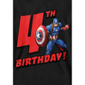 Black - Side - Captain America Childrens-Kids Pull Over 4th Birthday Hoodie