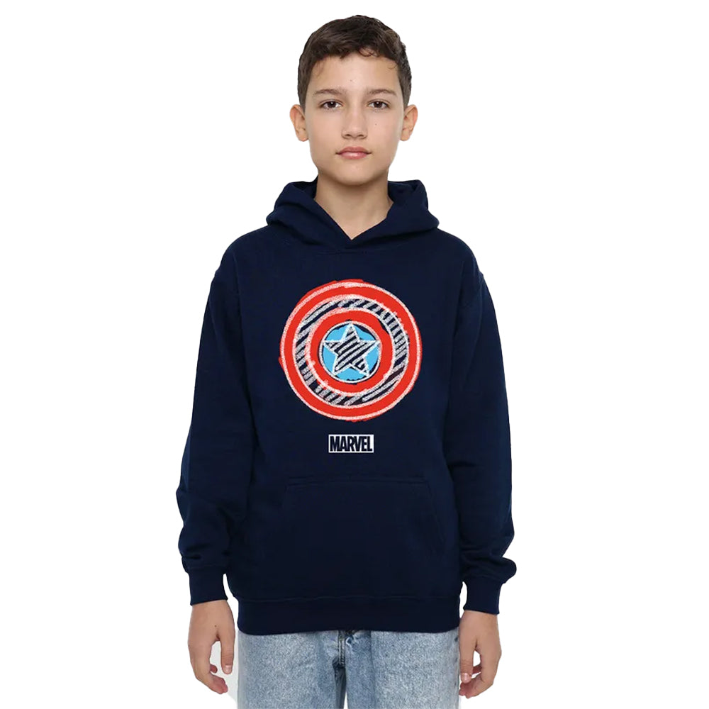 Navy - Lifestyle - Captain America Childrens-Kids Shield Chalk Board Pull Over Hoodie