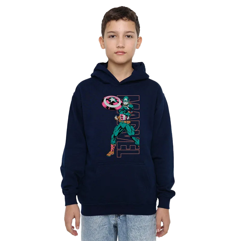 Navy - Lifestyle - Captain America Childrens-Kids Emerge Pull Over Hoodie