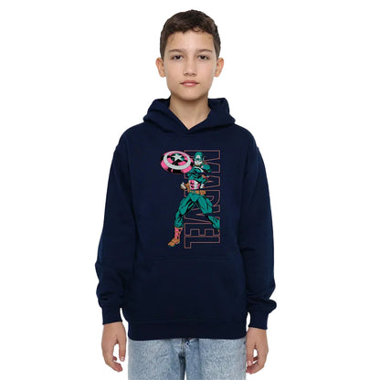 Navy - Lifestyle - Captain America Childrens-Kids Emerge Pull Over Hoodie