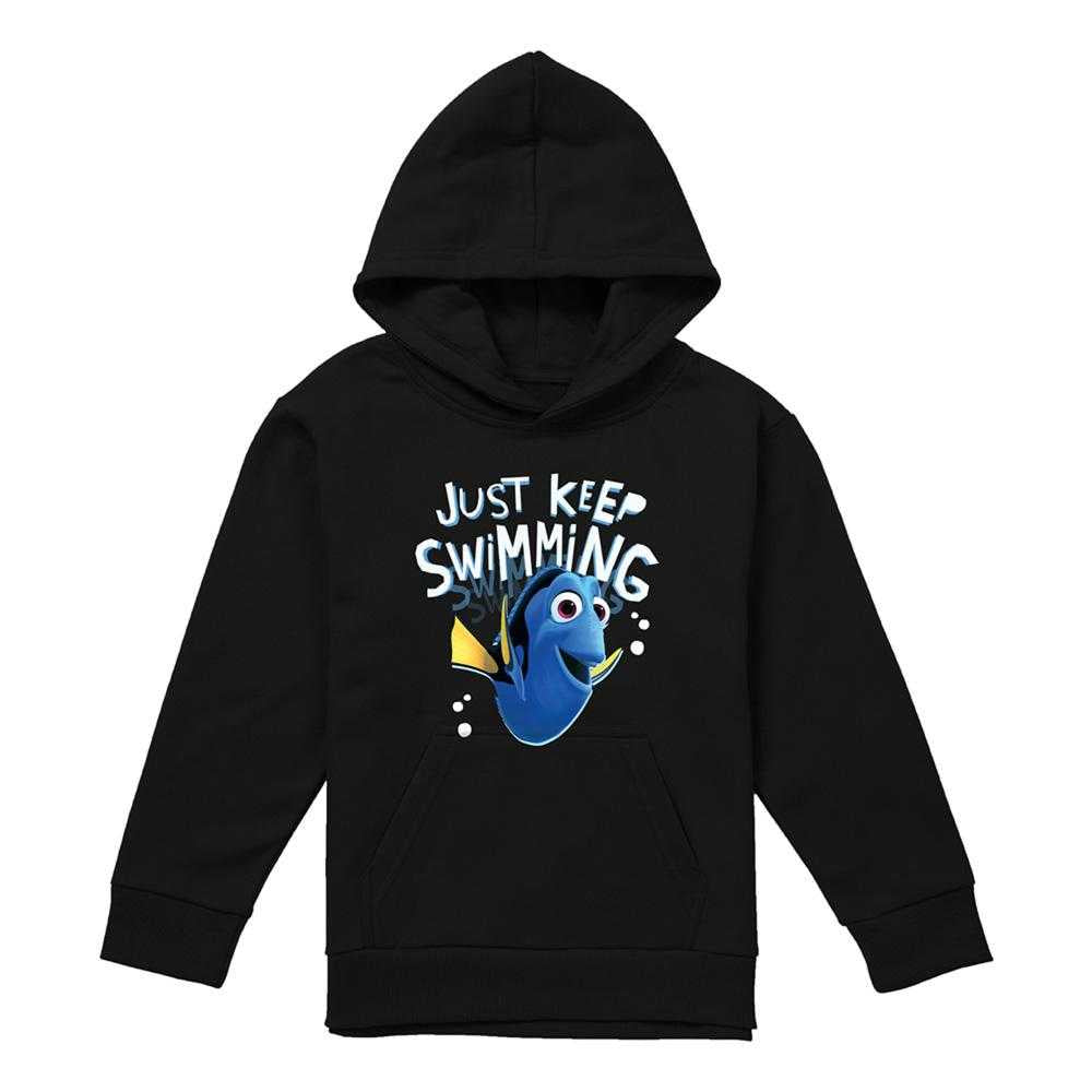 Black - Front - Finding Nemo Childrens-Kids Just Keep Swimming Dory Hoodie