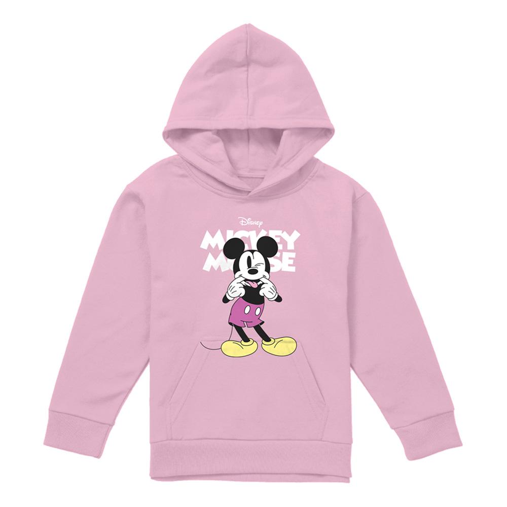 Light Pink - Front - Disney Childrens-Kids Mickey Mouse Silly Face Hoodie