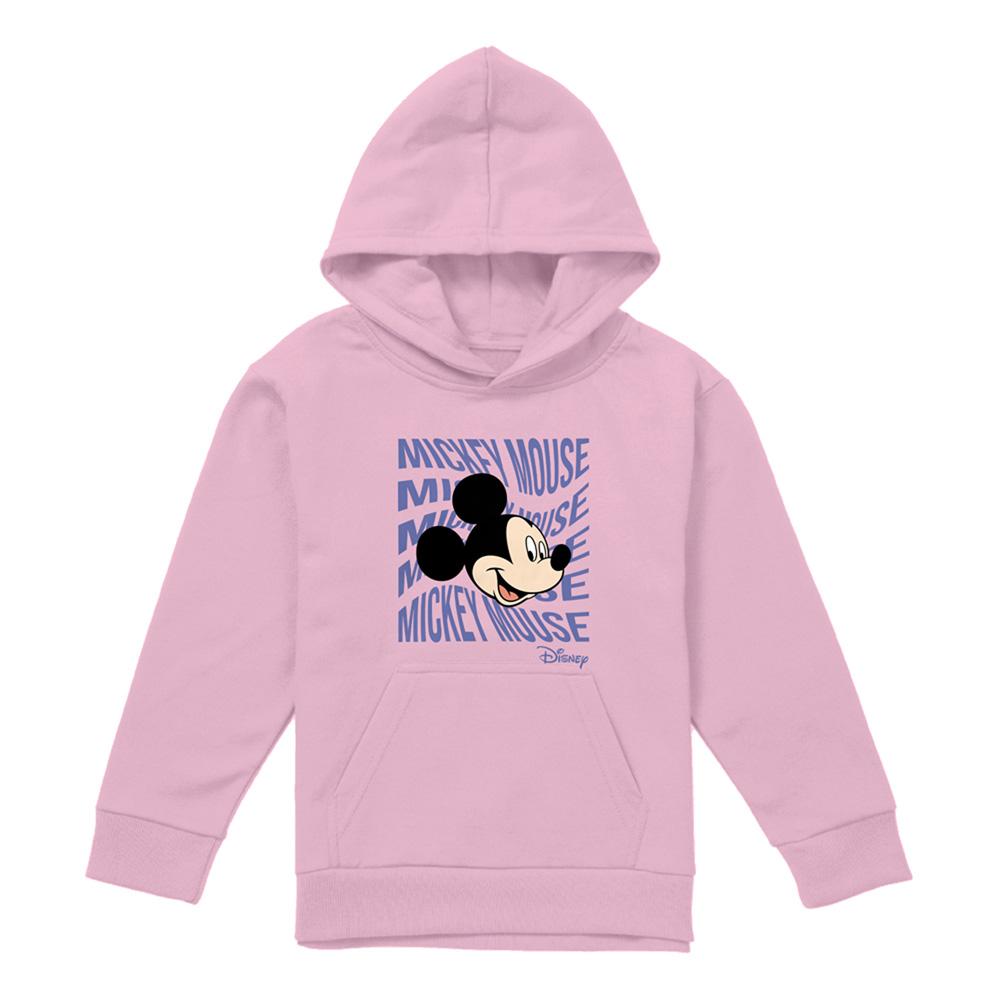 Light Pink - Front - Disney Childrens-Kids Mickey Text Head Hoodie