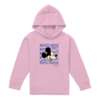 Light Pink - Front - Disney Childrens-Kids Mickey Text Head Hoodie