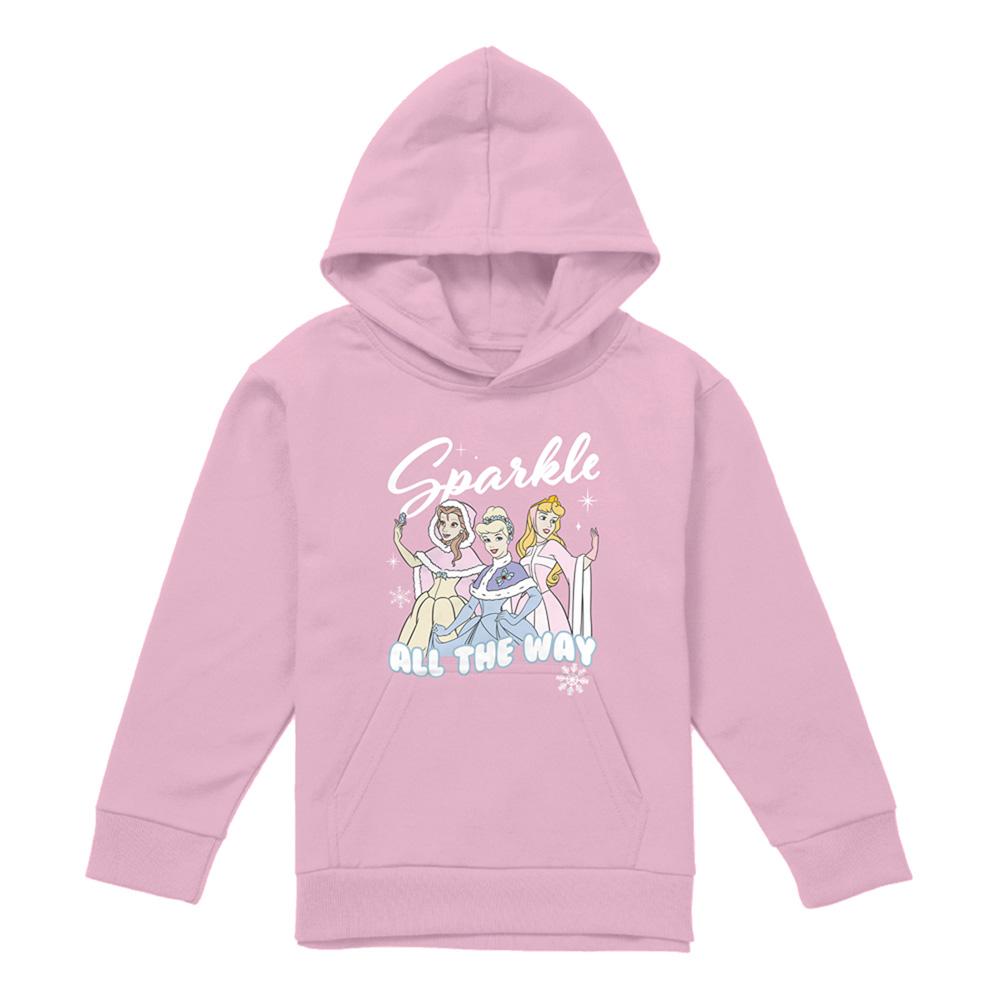 Light Pink - Front - Disney Princess Childrens-Kids Sparkle All The Way Hoodie