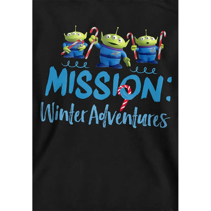 Black - Side - Toy Story Childrens-Kids Mission Winter Adventure Aliens At Christmas Hoodie
