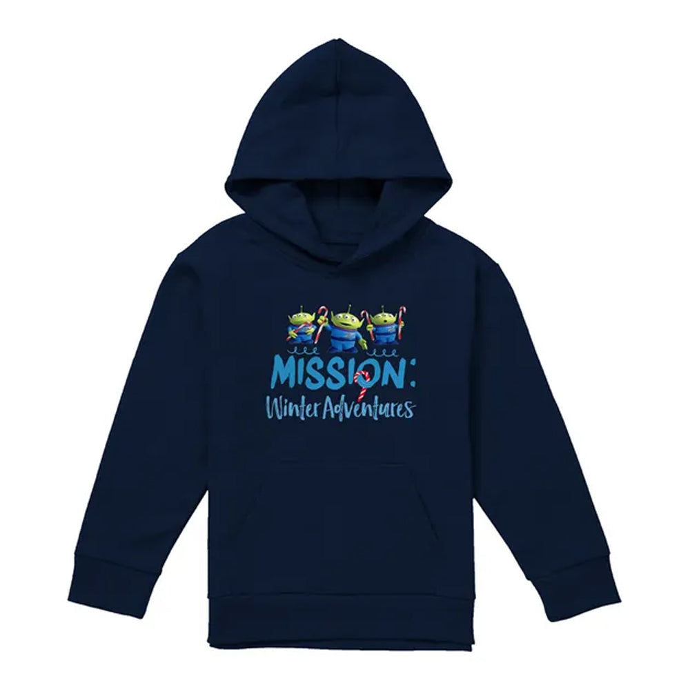 Navy - Front - Toy Story Childrens-Kids Mission Winter Adventure Aliens At Christmas Hoodie