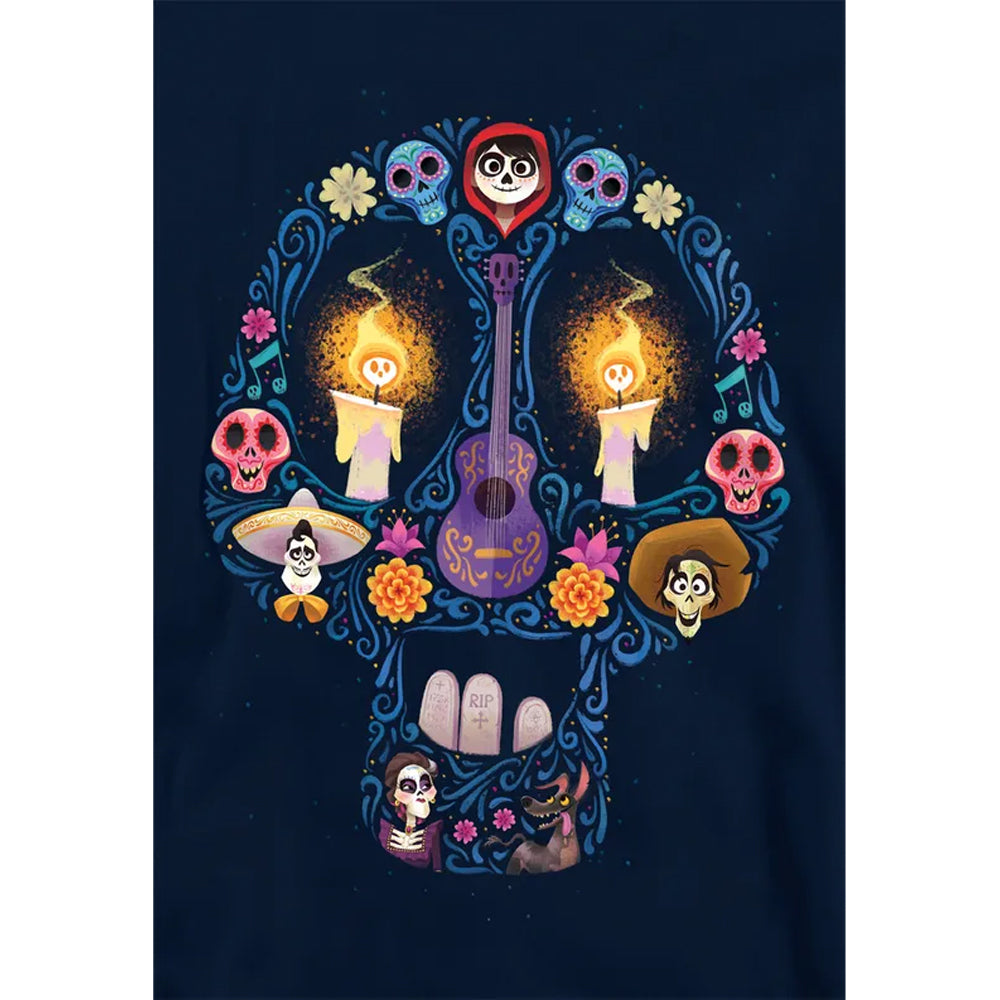 Navy - Side - Coco Childrens-Kids Day Of The Dead Skull Ernesto Miguel Hector Hoodie