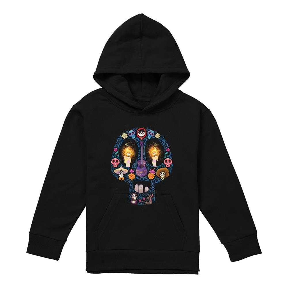 Black - Front - Coco Childrens-Kids Day Of The Dead Skull Ernesto Miguel Hector Hoodie