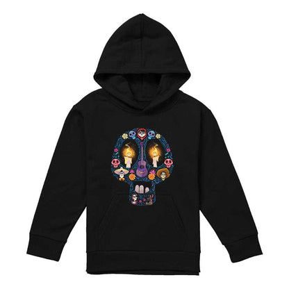 Black - Front - Coco Childrens-Kids Day Of The Dead Skull Ernesto Miguel Hector Hoodie