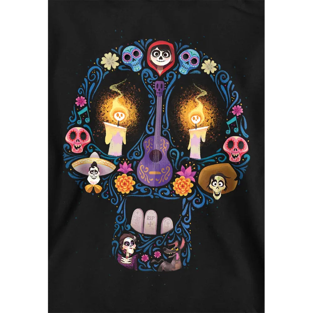 Black - Side - Coco Childrens-Kids Day Of The Dead Skull Ernesto Miguel Hector Hoodie