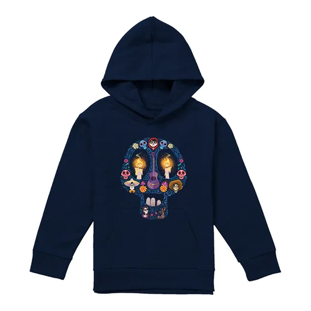 Navy - Front - Coco Childrens-Kids Day Of The Dead Skull Ernesto Miguel Hector Hoodie