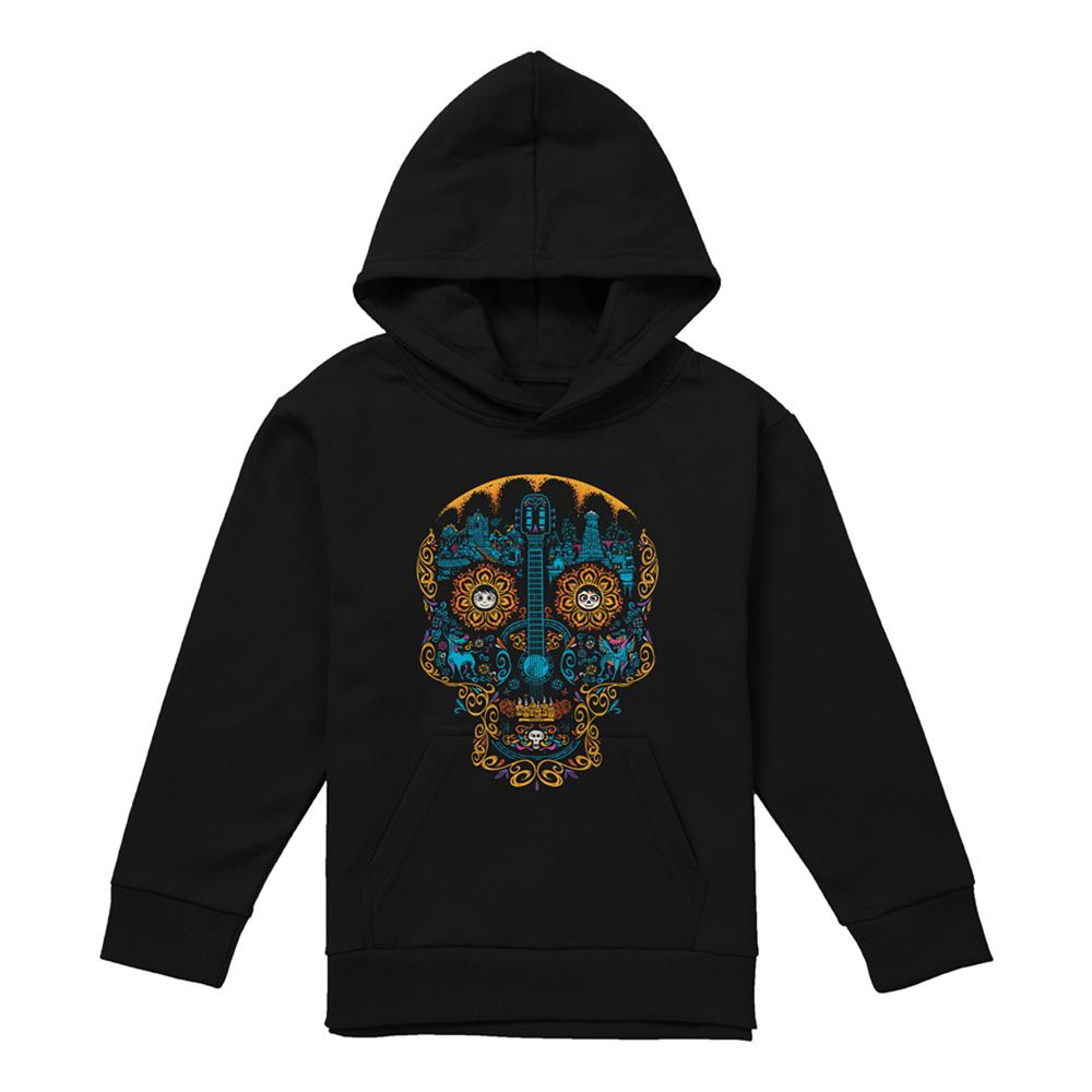 Black - Front - Coco Childrens-Kids Colorful Day Of The Dead Skull Miguel Dante Hoodie