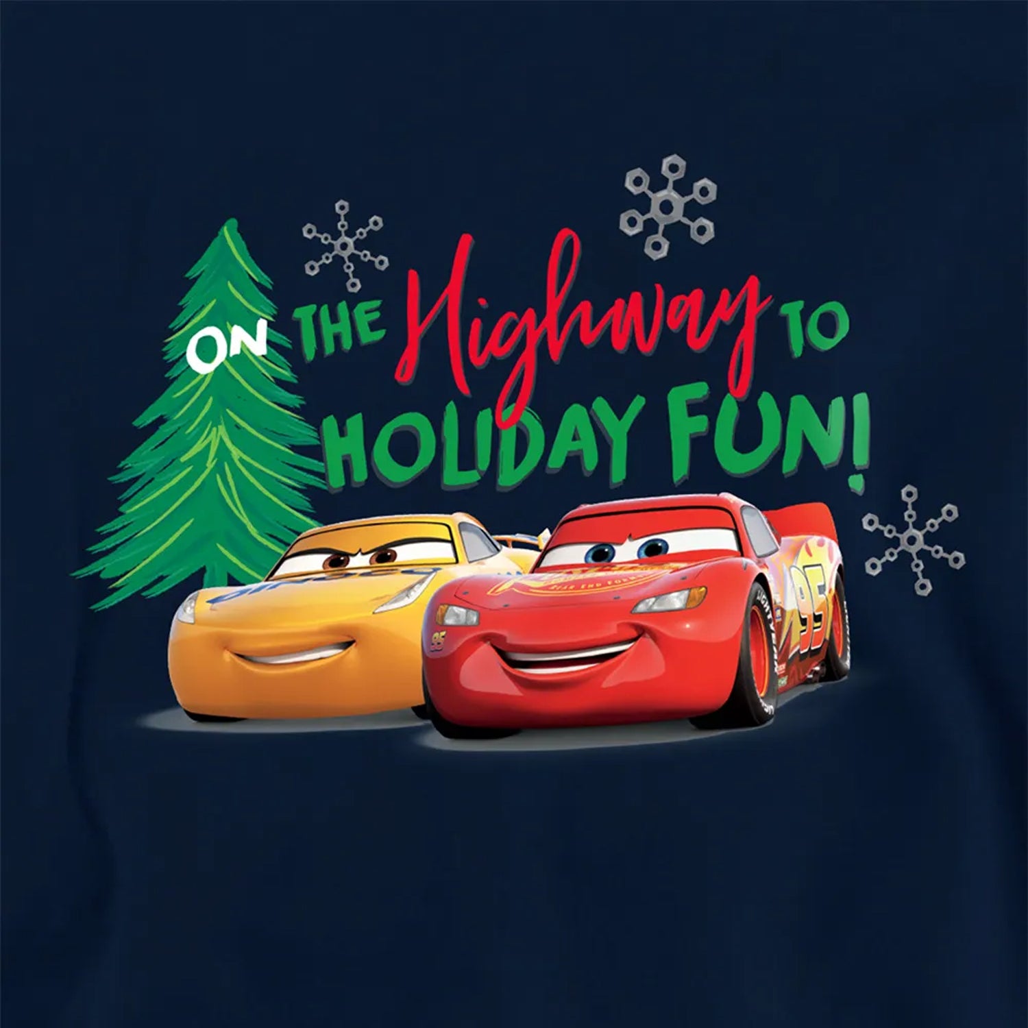 Navy - Pack Shot - Cars Childrens-Kids Highway To Holiday Fun Lightning McQueen Christmas Hoodie