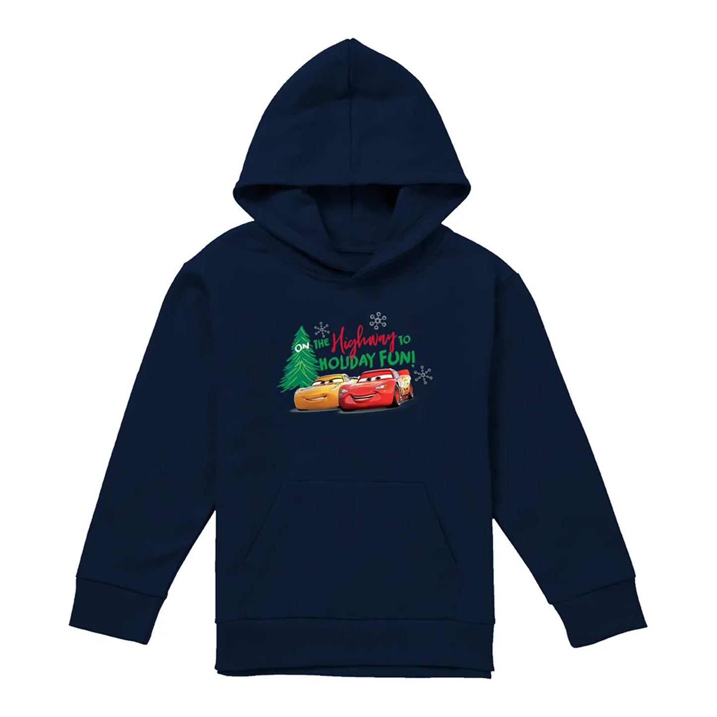 Navy - Front - Cars Childrens-Kids Highway To Holiday Fun Lightning McQueen Christmas Hoodie