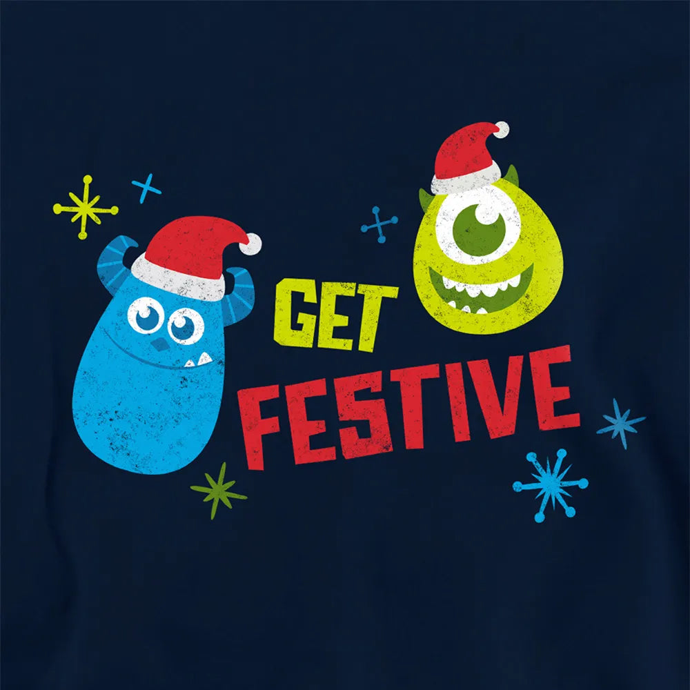Navy - Pack Shot - Monsters Inc Childrens-Kids Get Festive For Christmas Mike & Sulley Hoodie