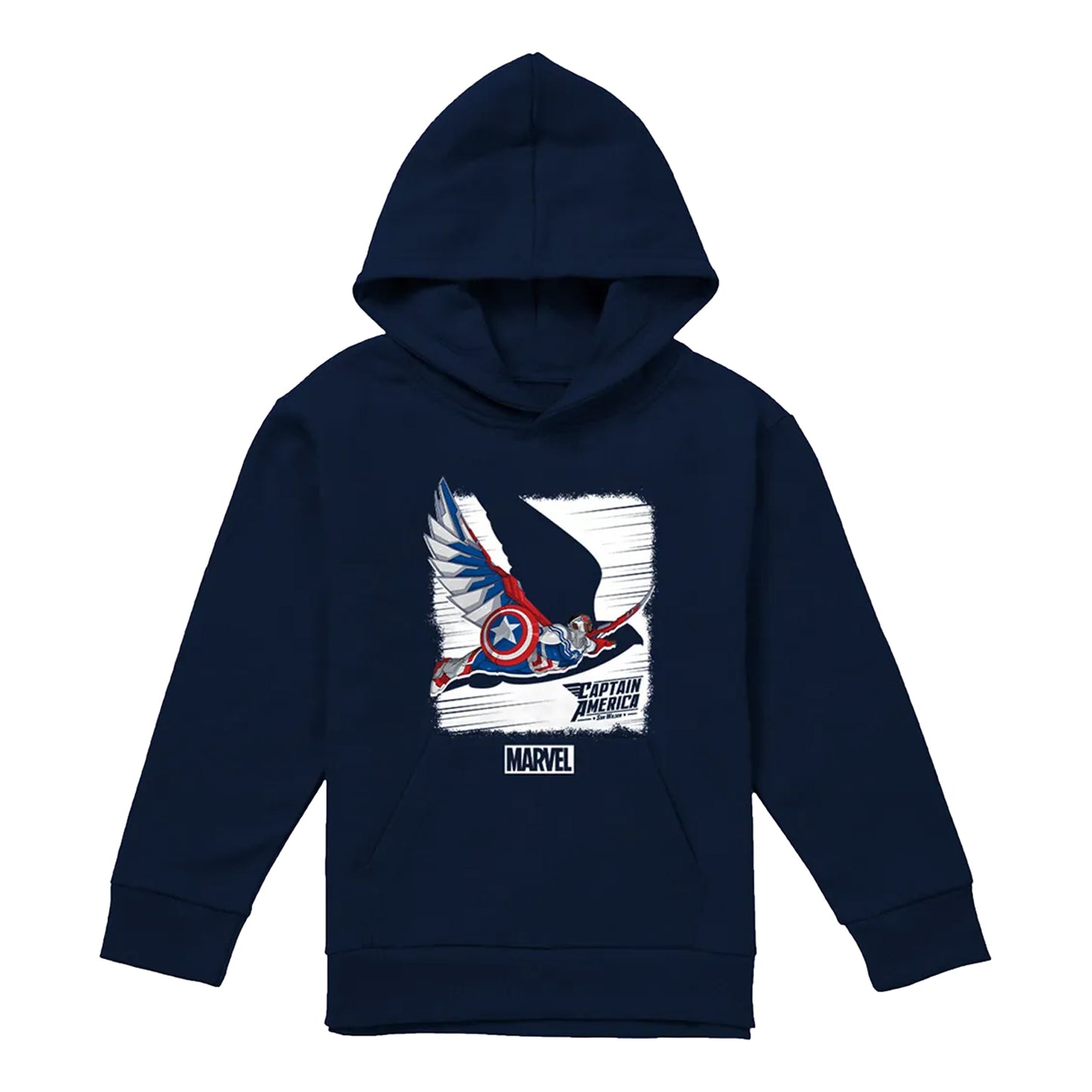 Navy - Front - Captain America Childrens-Kids Falcon Pull Over Hoodie