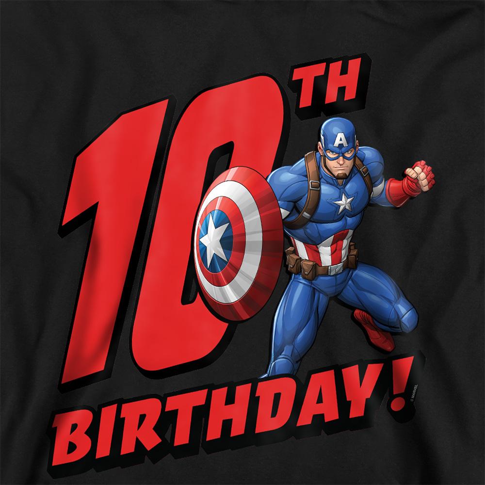 Athletic Heather - Pack Shot - Captain America Childrens-Kids 10th Birthday Hoodie