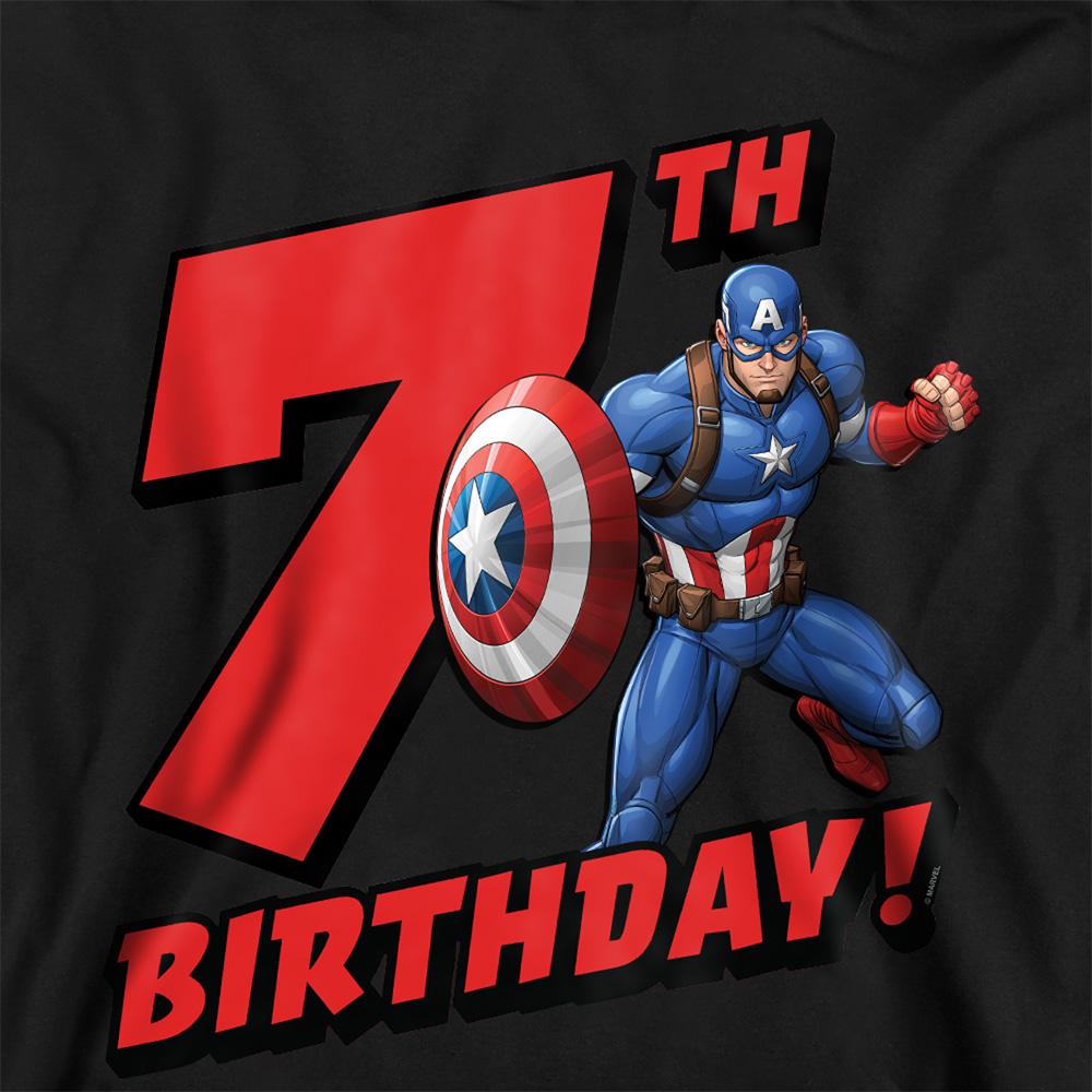 Black - Pack Shot - Captain America Childrens-Kids Pull Over 7th Birthday Hoodie