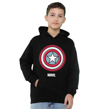 Black - Side - Captain America Childrens-Kids Ziptone Shield Hoodie