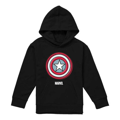 Black - Front - Captain America Childrens-Kids Ziptone Shield Hoodie