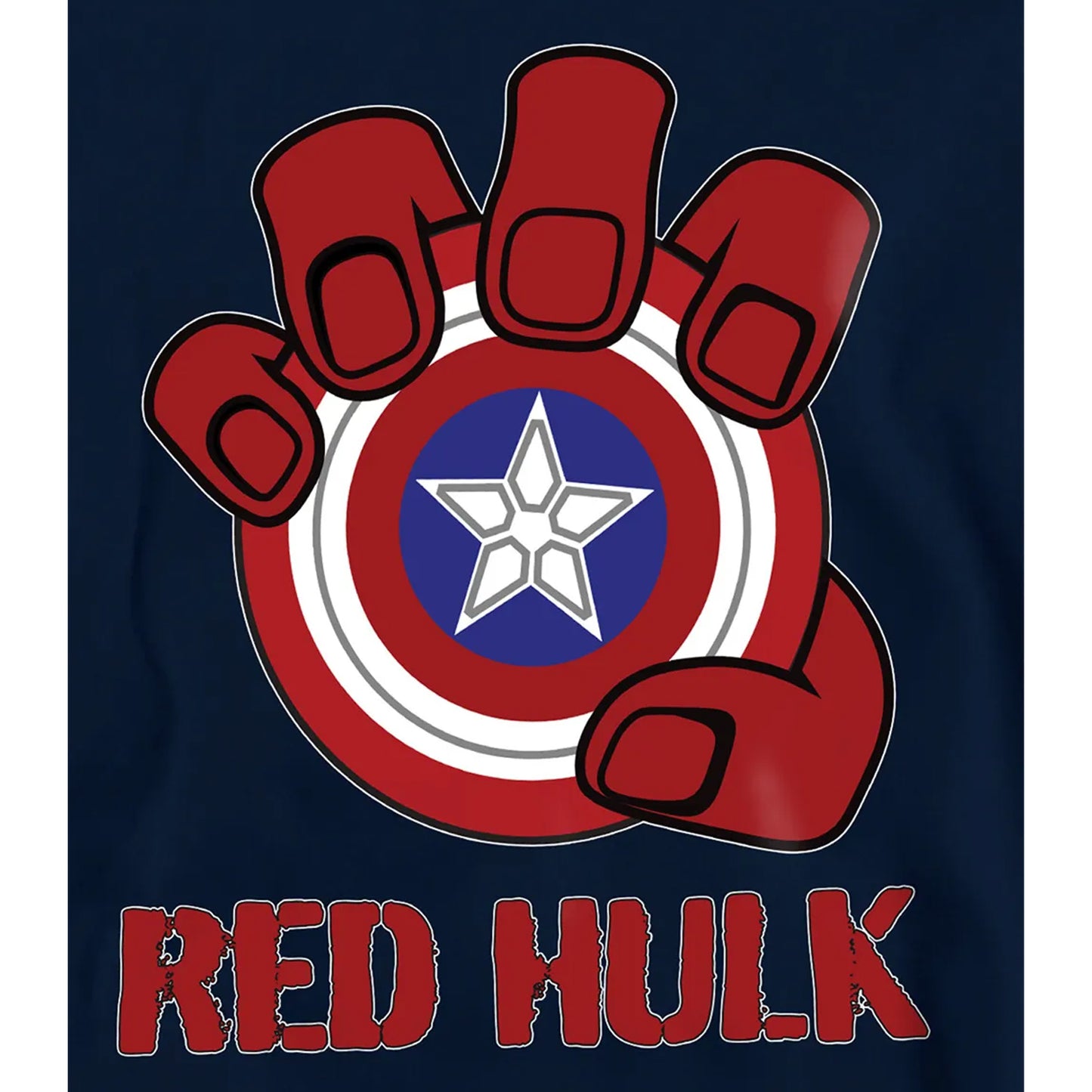 Navy - Pack Shot - Captain America Childrens-Kids Red Hulk Shield Pull Over Hoodie