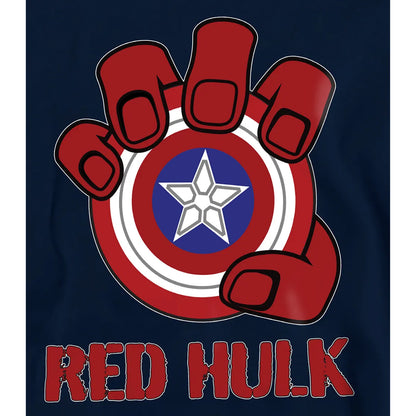 Navy - Pack Shot - Captain America Childrens-Kids Red Hulk Shield Pull Over Hoodie
