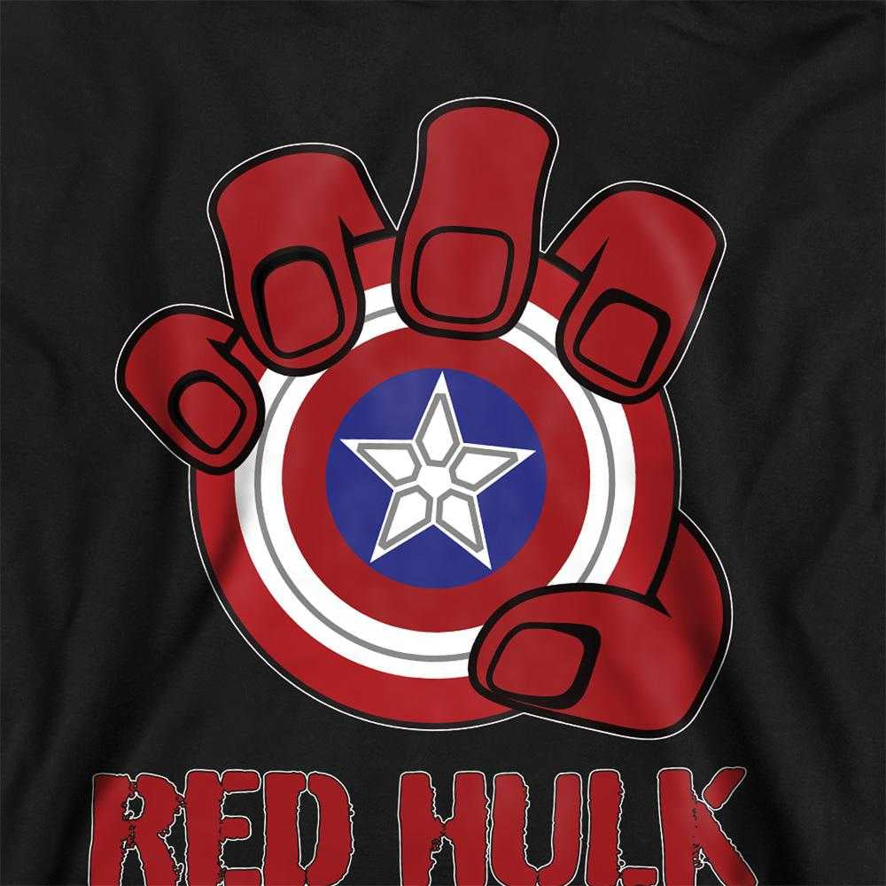 Black - Pack Shot - Captain America Childrens-Kids Red Hulk Shield Pull Over Hoodie