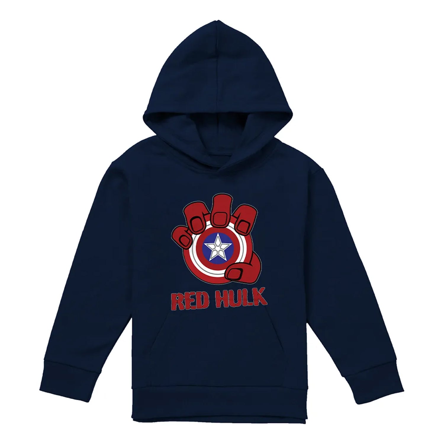 Navy - Front - Captain America Childrens-Kids Red Hulk Shield Pull Over Hoodie