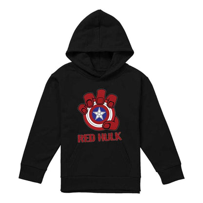Black - Front - Captain America Childrens-Kids Red Hulk Shield Pull Over Hoodie