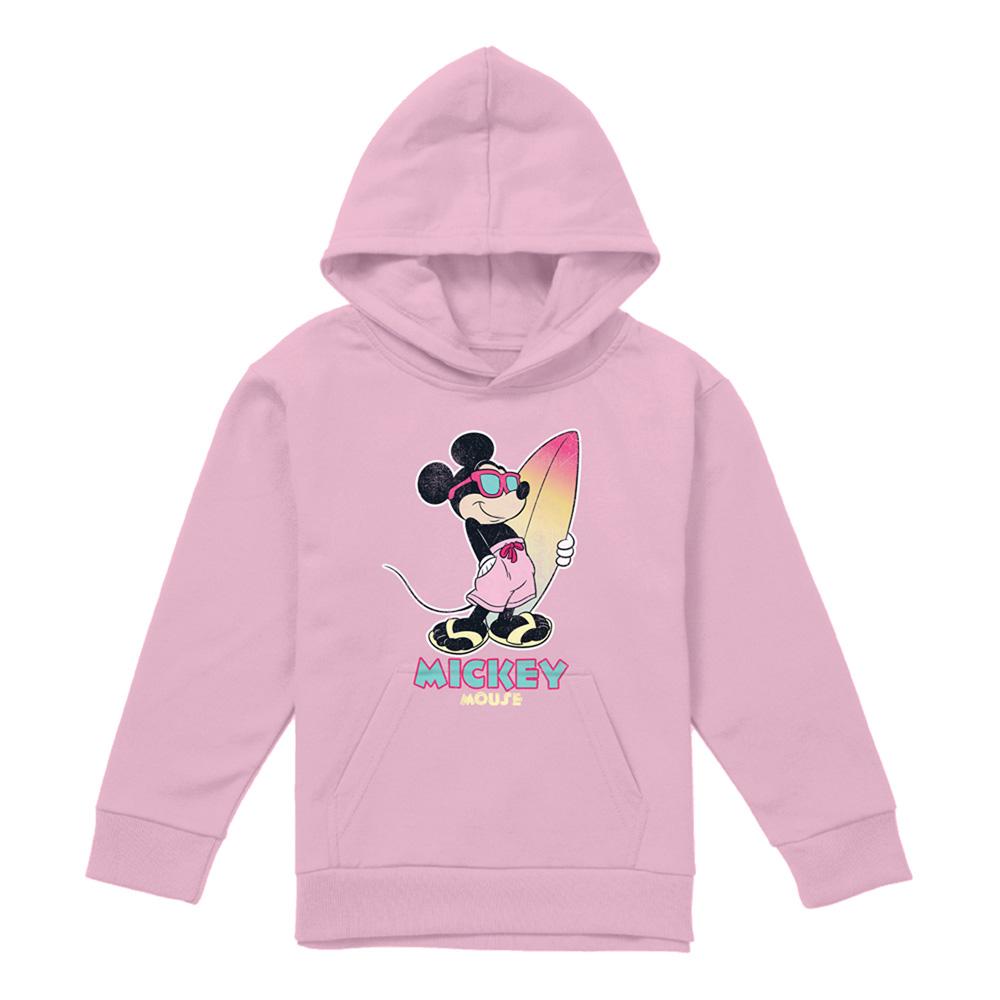 Light Pink - Front - Disney Childrens-Kids Gradient Surf Mickey Mouse Hoodie