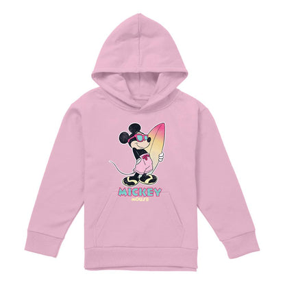Light Pink - Front - Disney Childrens-Kids Gradient Surf Mickey Mouse Hoodie