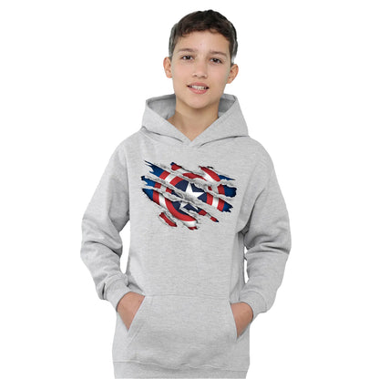 Athletic Heather - Side - Captain America Childrens-Kids Pull Over Hoodie
