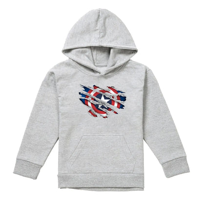 Athletic Heather - Front - Captain America Childrens-Kids Pull Over Hoodie